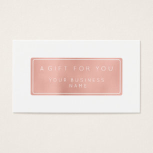 Gift Certificate Card Customized Pink Rose Gold