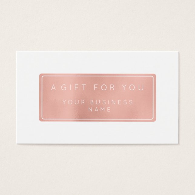 Gift Certificate Card Customized Pink Rose Gold (Front)