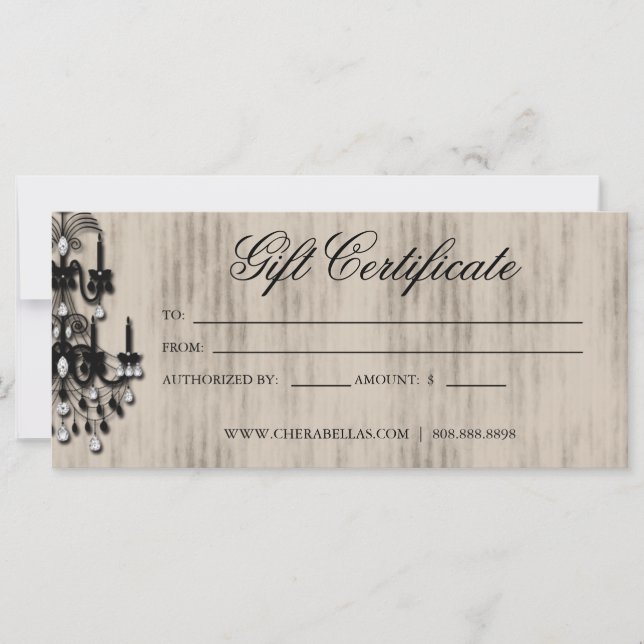 Gift Certificate Chandelier Nail Hair Salon (Front)