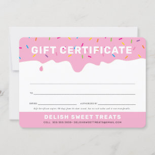 GIFT CERTIFICATE cute frosting drip sprinkles pink