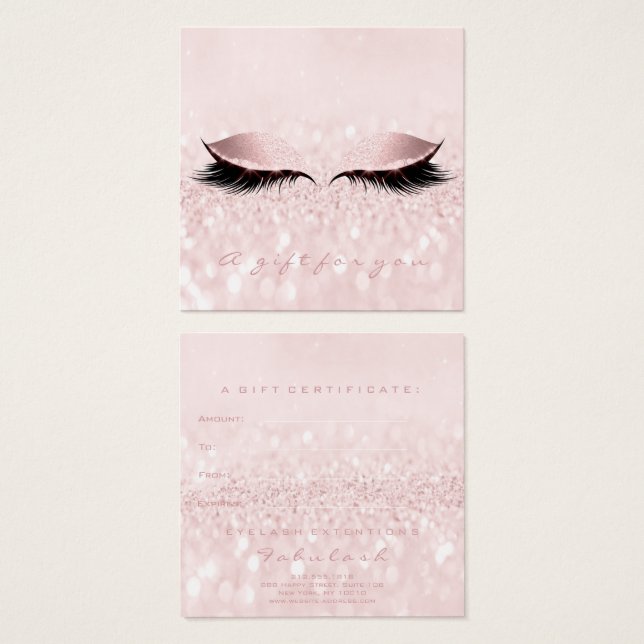 Gift Certificate Delicate Lash Makeup Artist Pink (Front & Back)