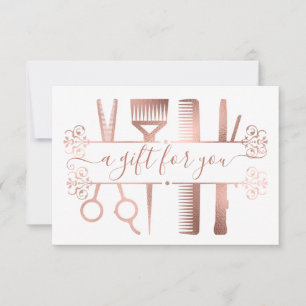 Gift Certificate Digital Rose Gold Scissors Foil Invitation