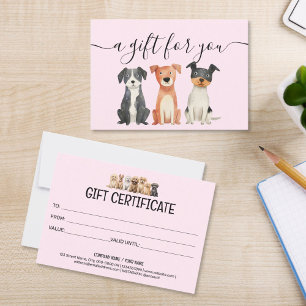 Gift Certificate Dog Grooming Pet Sitting Vet