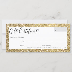 GIFT CERTIFICATE elegant chic glam gold glitter