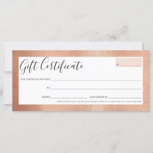 GIFT CERTIFICATE elegant chic glam rose gold