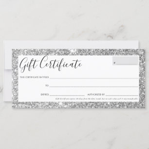GIFT CERTIFICATE elegant chic glam silver glitter