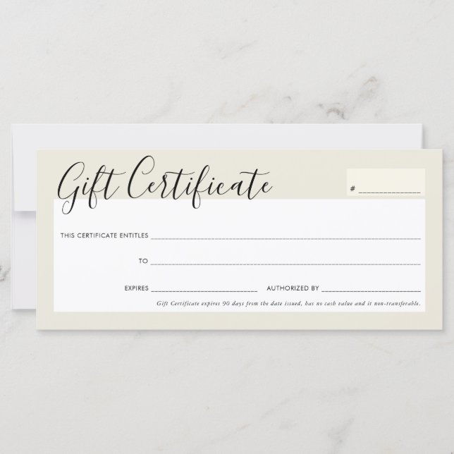 GIFT CERTIFICATE elegant chic ivory rose gold (Front)