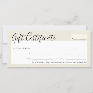 GIFT CERTIFICATE elegant chic ivory rose gold