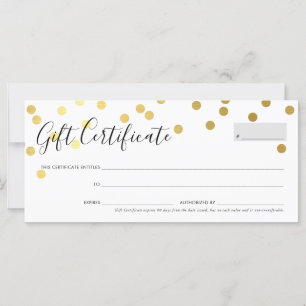 GIFT CERTIFICATE elegant cute gold confetti spots
