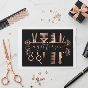Gift Certificate Elegant Rose Gold Scissors Foil