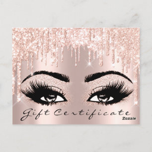 Gift Certificate Eyelashes Brows Makeup Glam Postcard