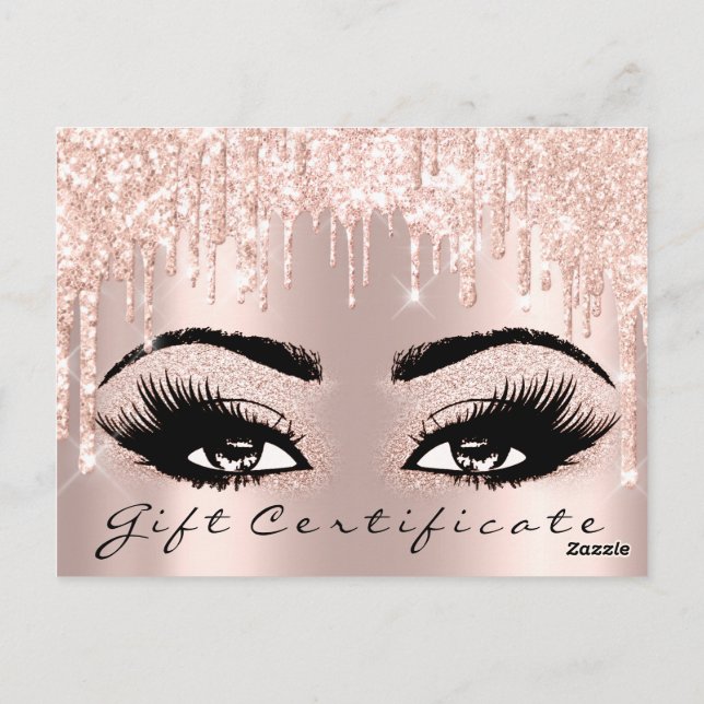 Gift Certificate Eyelashes Brows Makeup Glam Postcard (Back)