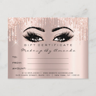 Gift Certificate Eyelashes Confetti Makeup Glam Postcard