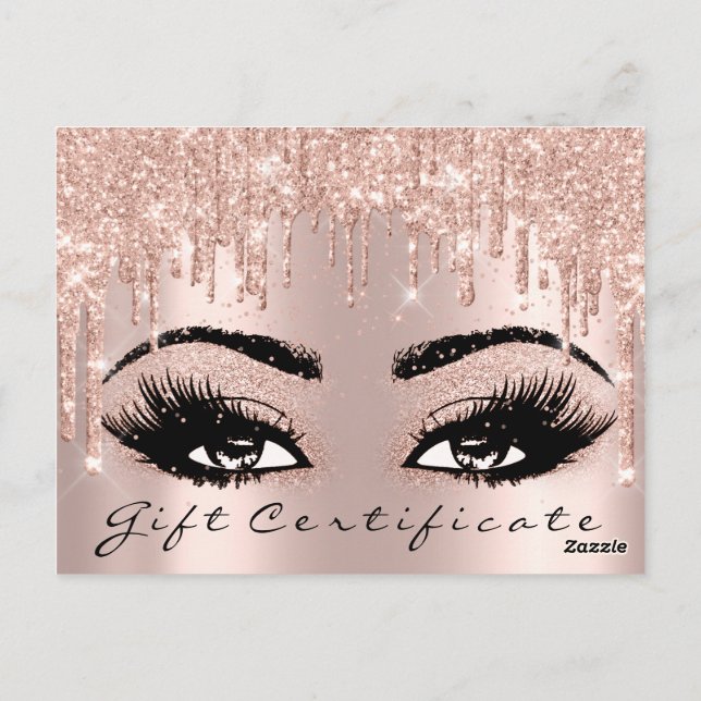 Gift Certificate Eyelashes Confetti Makeup Glam Postcard (Back)
