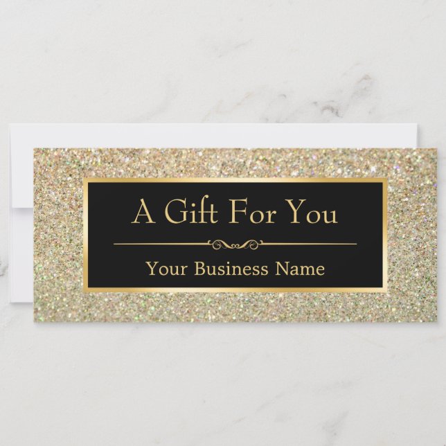 Gift Certificate Fashionable Gold Glitter Sparkles (Front)