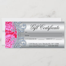 Gift Certificate Floral Lace Nail Hair Salon