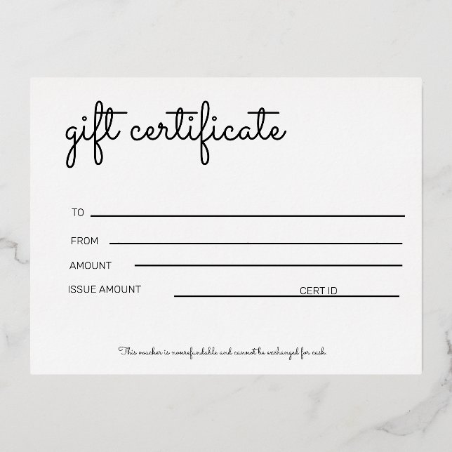 gift certificate foil holiday postcard (Front)