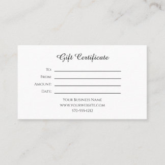 Gift certificate for any business or purpose