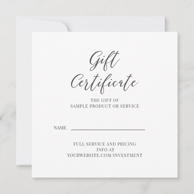 Gift Certificate for any service or product (Back)