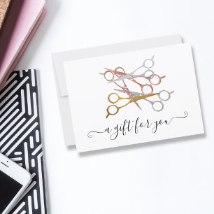 Gift Certificate Glitter Rose Gold Silver Scissors