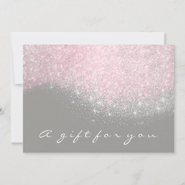 Gift Certificate Glitter Silver Grey Pastel Pink (Front)
