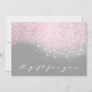 Gift Certificate Glitter Silver Grey Pastel Pink