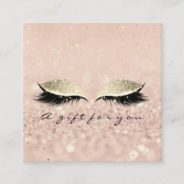 Gift Certificate Gold Glitter Lashes Makeup Artist (Front)