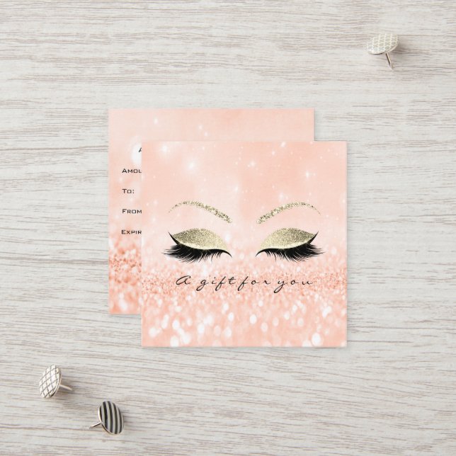Gift Certificate Gold Glitter Lashes Peach Makeup (Front/Back In Situ)