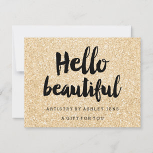 Gift certificate gold glitter sparkle hello script