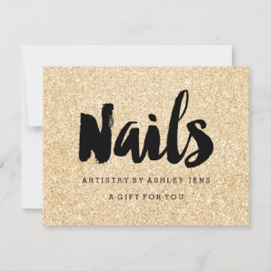 Gift certificate gold glitter sparkle nails script