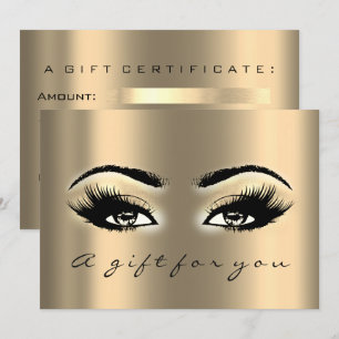 Gift Certificate Gold Lashes Beauty Makeup Invitation