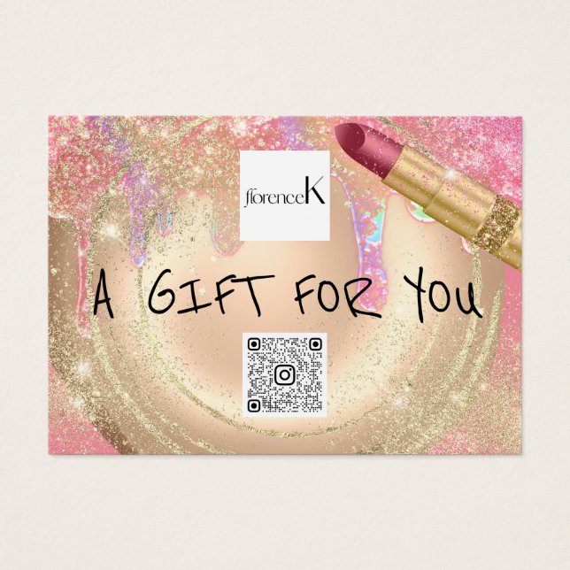 Gift Certificate Gold Makeup Artist Drip QR Pink (Front)