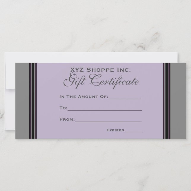 Gift Certificate grey black stripes (Front)