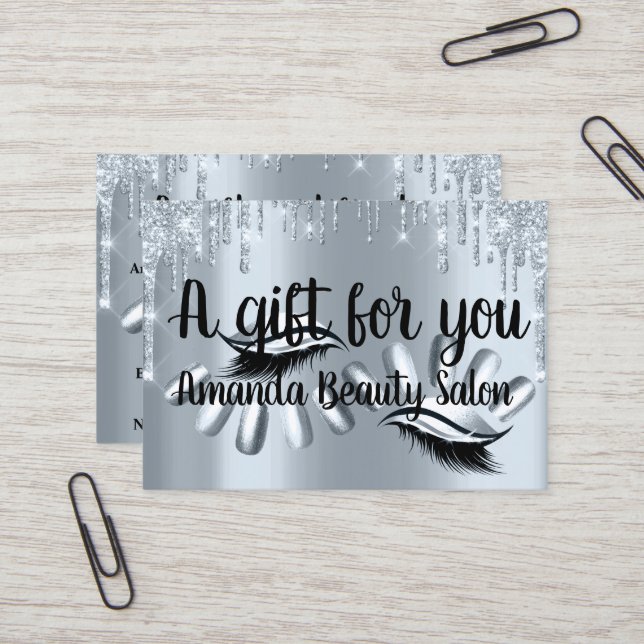 Gift Certificate Hair Spa Nails Luxury Blue Drips (Front/Back In Situ)