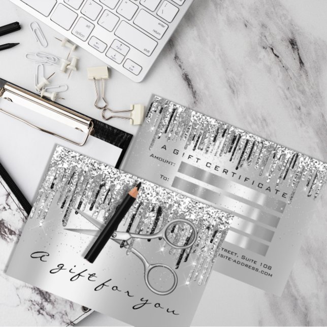 Gift Certificate Hair Stylist Silver Grey Scissors (Gift Certificate Hair Stylist Silver Gray Scissors)