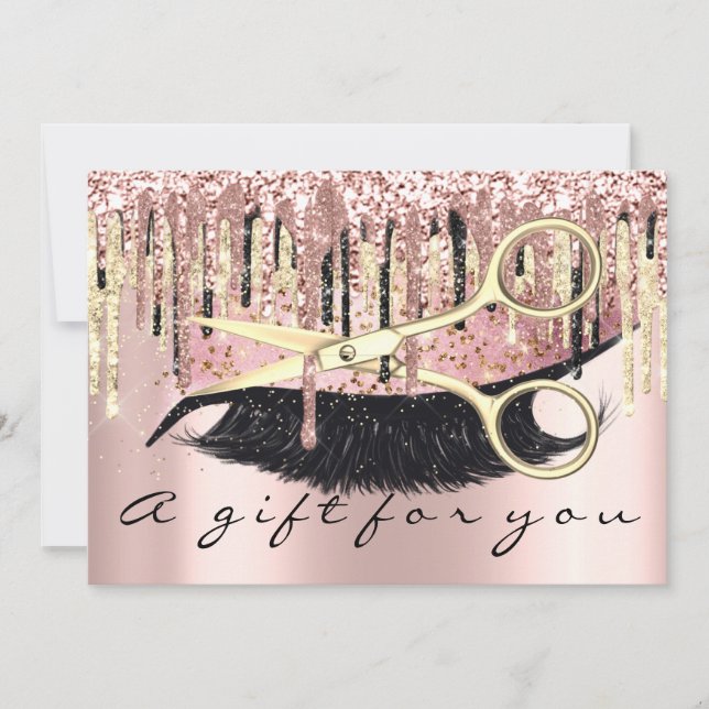 Gift Certificate Hairdresser Makeup Lash Gold Lux Invitation (Front)