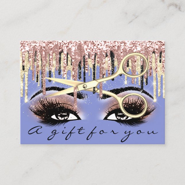 Gift Certificate Hairdresser Rose Blue Gold Makeup (Front)