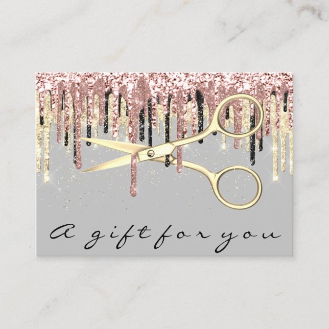Gift Certificate Hairdresser Rose Gold Makeup Grey (Front)