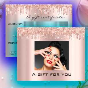 Gift Certificate Holidays Beauty Rose Makeup Lash Postcard
