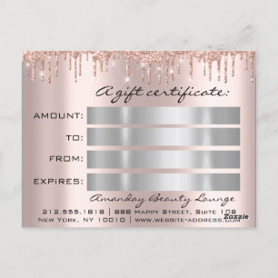 Gift Certificate Holidays Beauty Rose SilverLashes Postcard
