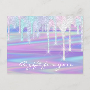 Gift Certificate Holograph Unicorn Pink Purple Postcard