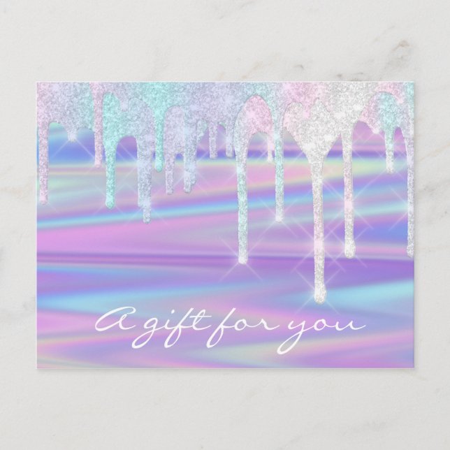 Gift Certificate Holograph Unicorn Pink Purple Postcard (Front)