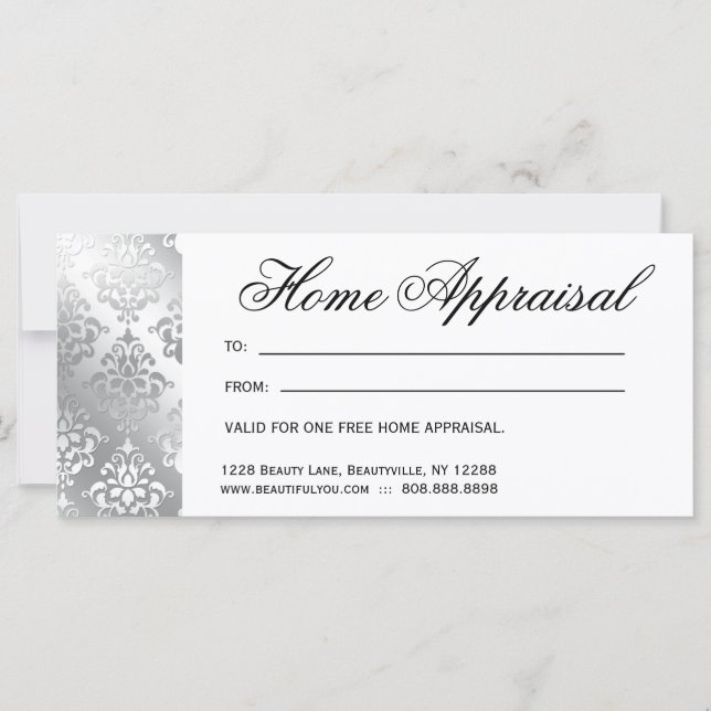 Gift Certificate Home Appraisal Real Estate Silver (Front)