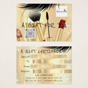 Gift Certificate Lash Makeup EstheticLogo QR Gold