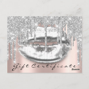 Gift Certificate Lashes Kiss LIps Makeup Grey Postcard