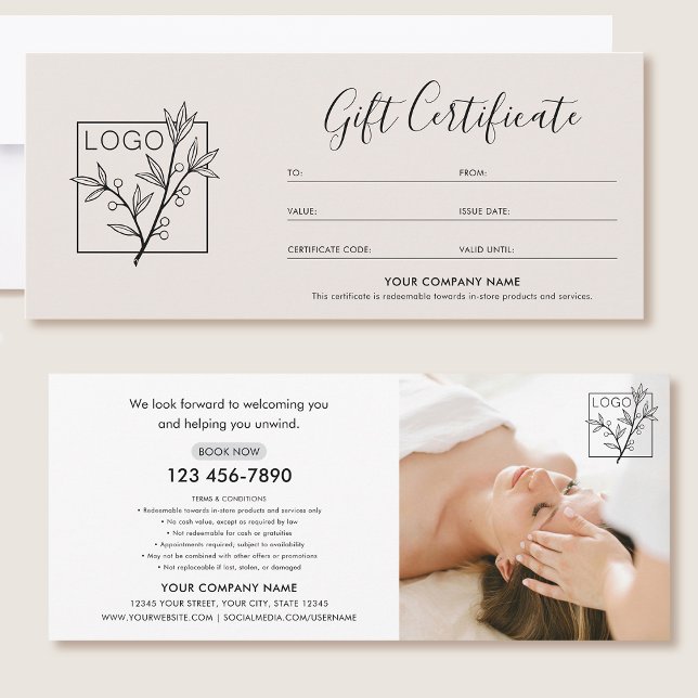 Gift Certificate Logo Photo Modern Off-White (Creator Uploaded)