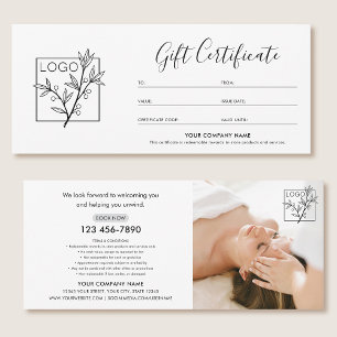 Gift Certificate Logo Photo Modern Script Card