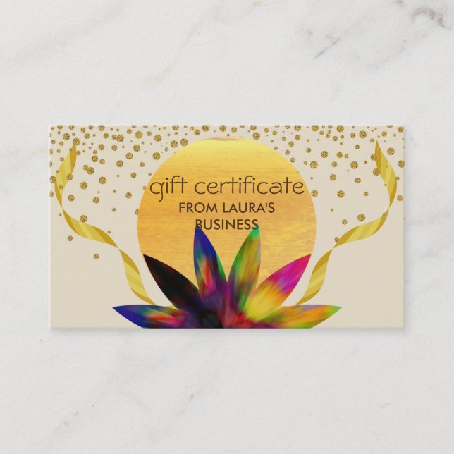 Gift Certificate Lotus Flower  Yoga Healing Health (Front)