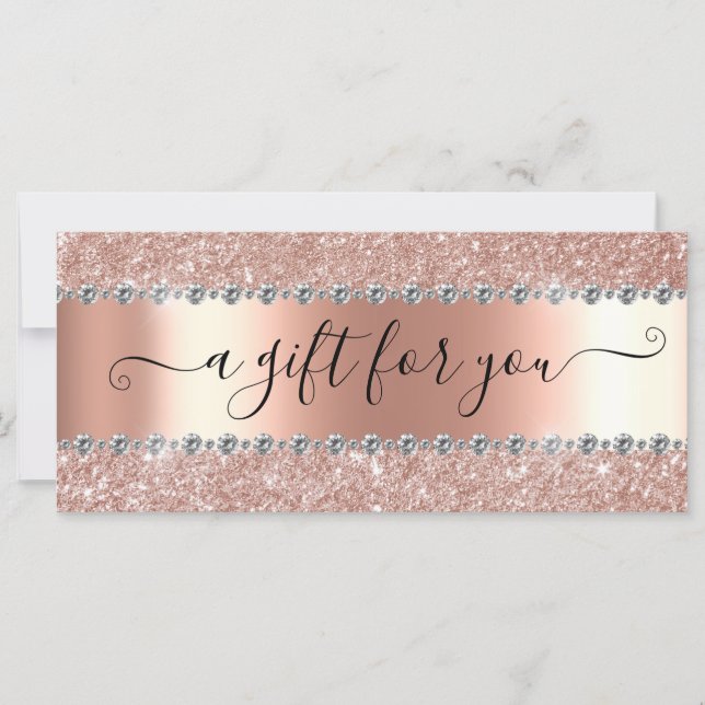 Gift Certificate Marble Rose Gold Glitter Diamond (Front)