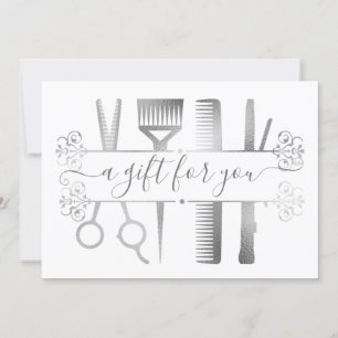 Gift Certificate Marble Silver Grey Scissors Foil
